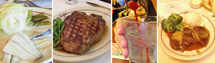 musso & frank marinated herring, porterhouse, gin & tonic, filet & sides