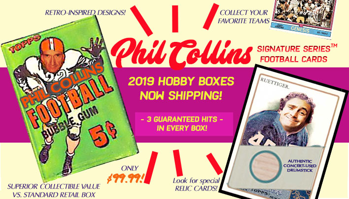 Phil Collins football cards - hobby boxes shipping now